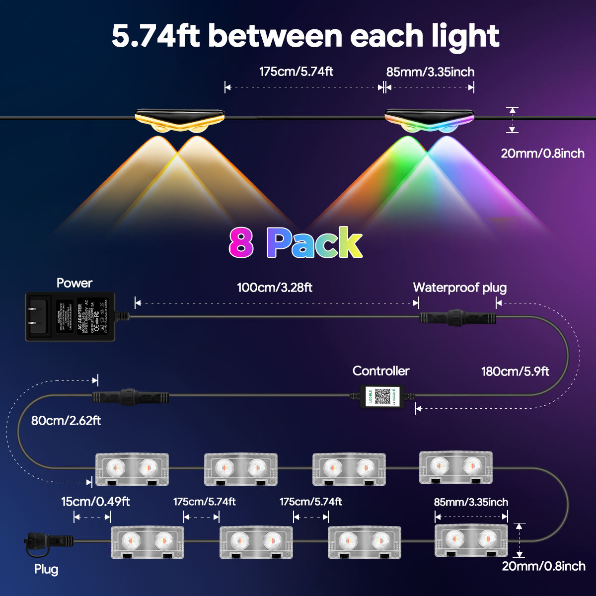 IP67 Waterproof Smart Color-Changing LED Fence Light with Mobile App Co<i></i>ntrol | Yuming Technology